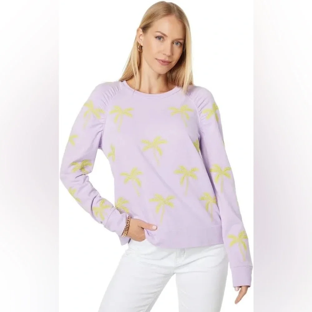 Lilly Pulitzer Playful Purple Pineapple Aldean Crew Neck Sweater - Picture 2 of 7
